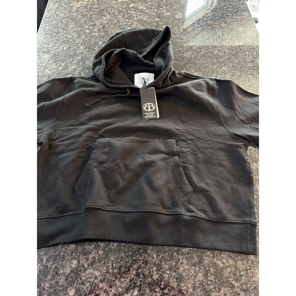 NWT Organic Basics Black Cotton Weekend Boxy Hoodie Unisex XL Black Pullover‎
